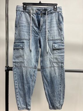 American Eagle Light Wash Cargo Denim Joggers